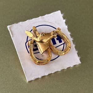 Democrat Donkey Lapel Pin Gulf Oil Promotion Vintage 1960s Tie Tack Horseshoe